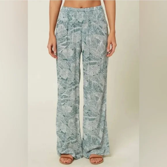 Women’s New O'Neill Green Leaf Print Johnny Beach Pants Size XXL - Picture 4 of 9